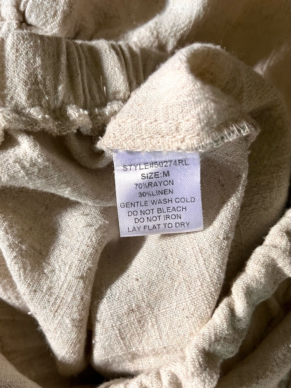 Neuflora Ruffle Cream Linen Shorts Medium - Picture 5 of 11